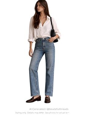 Vintage Korean Denim High Rise Straight Leg Jeans Old Money 90s